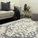 Chloe Ivory Blue Medallion Textured Rug