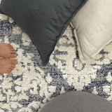 Chloe Ivory Blue Medallion Textured Rug