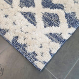 Chloe Ivory Blue Diamond Bohemian Textured Rug