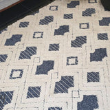 Chloe Ivory Blue Geometric Diamond Textured Rug