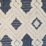 Chloe Ivory Blue Geometric Diamond Textured Rug