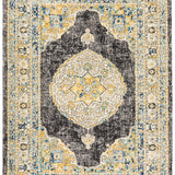 Celine Charcoal Yellow Medallion Distressed Rug