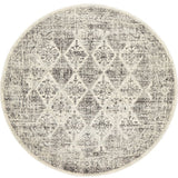 Celine Grey Faded Distressed Diamond Round Rug