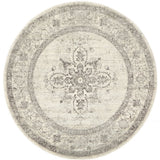 Celine Silver Faded Medallion Distressed Round Rug