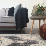 Celine Charcoal Yellow Medallion Distressed Rug