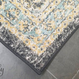 Celine Charcoal Yellow Medallion Distressed Rug