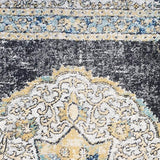 Celine Charcoal Yellow Medallion Distressed Rug