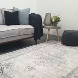 Celine Silver Faded Medallion Distressed Rug