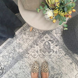 Celine Silver Faded Medallion Distressed Rug