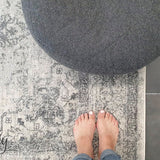Celine Silver Faded Medallion Distressed Rug