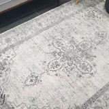 Celine Silver Faded Medallion Distressed Rug