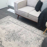 Celine Silver Faded Medallion Distressed Rug