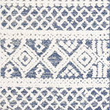 Chloe Ivory Blue Diamond Bohemian Textured Rug