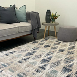 Colette Blue Beige Diamond Trellis Rug