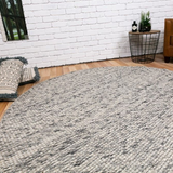 Darcy Grey Felted Wool Round Rug