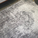 Spirit Charcoal Grey Faded Wash Medallion Transitional Rug