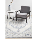 Emira Blue Off White Cornflower Medallion Rug