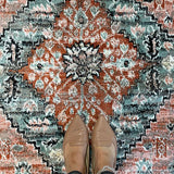 Elly Beige Orange Medallion Transitional Rug