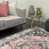Elly Beige Orange Medallion Transitional Rug