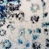 Awaken Ivory Blue Black Oriental Round Rug