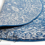 Awaken Navy Blue Over Dyed Oriental Round Rug
