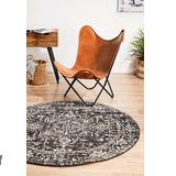 Awaken Charcoal Medallion Round Rug