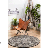 Awaken Charcoal Medallion Round Rug