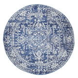 Awaken Navy Blue Medallion Round Rug