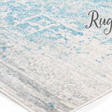 Awaken White Blue Power Loomed Hallway Runner