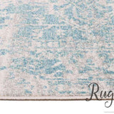 Awaken White Blue Power Loomed Hallway Runner