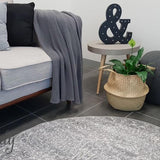 Awaken Grey Oriental Round Rug