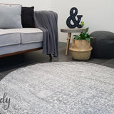 Awaken Grey Oriental Round Rug