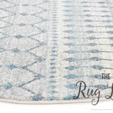 Awaken Blue Grey Tribal Round Rug