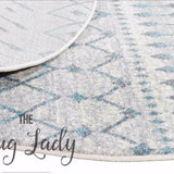Awaken Blue Grey Tribal Round Rug