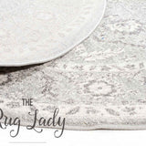 Awaken Silver Flower Medallion Transitional Round Rug