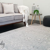 Awaken Silver Flower Medallion Transitional Rug
