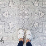 Awaken Silver Flower Medallion Transitional Rug