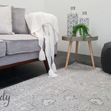 Awaken Silver Flower Medallion Transitional Rug