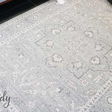 Awaken Silver Flower Medallion Transitional Rug