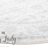 Awaken Ivory Grey Flower Medallion Transitional Round Rug