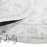 Awaken Ivory Grey Flower Medallion Transitional Round Rug