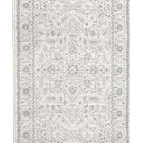 Awaken Ivory Grey Flower Medallion Transitional Hallway Runner