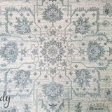 Awaken Ivory Grey Flower Medallion Transitional Rug
