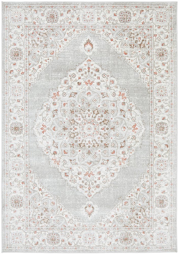 Emira Beige Grey Floral Medallion Rug