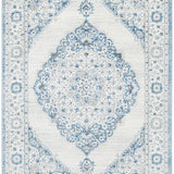 Emira Blue Off White Cornflower Medallion Rug