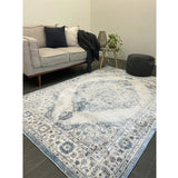 Emira Blue Off White Cornflower Medallion Rug