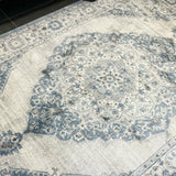 Emira Blue Off White Cornflower Medallion Rug