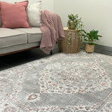 Emira Beige Grey Floral Medallion Rug