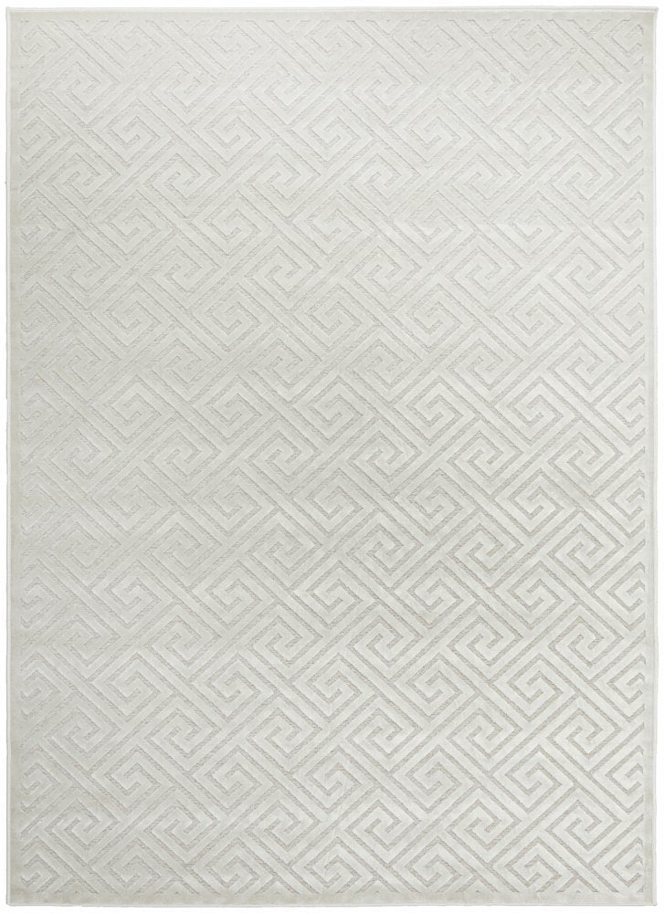 Empire White Greek Key Pattern Rug