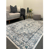 Awaken Ivory Blue Black Oriental Rug